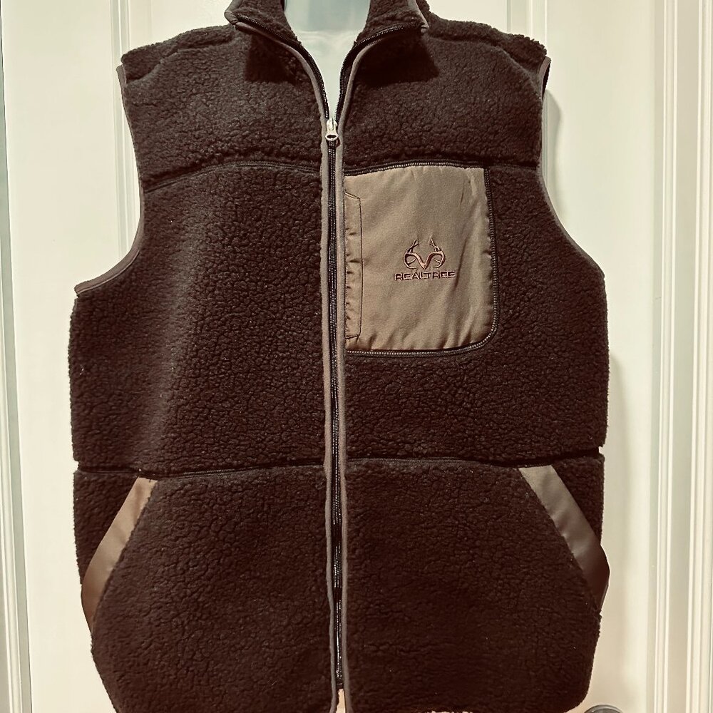 New Realtree Men’s Brown Nubby Polar Fleece Vest, Size L (NWT)